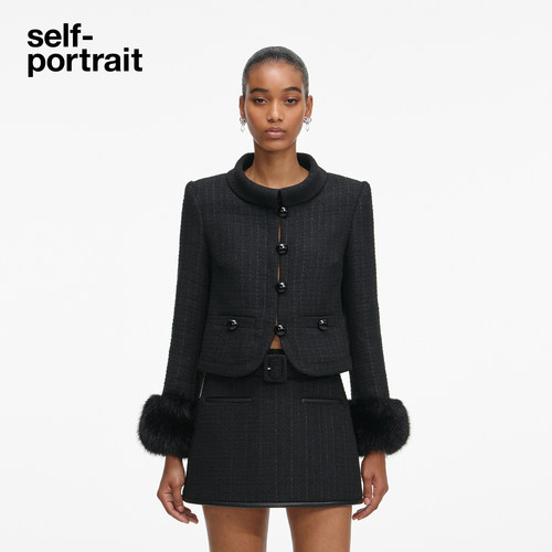 self-portrait千金风粗花呢外套