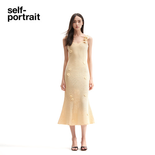 self-portrait针织鱼尾摆连衣裙