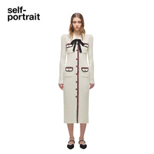 [新年季]self-portrait 秋冬蝴蝶结编织边针织连衣裙长裙