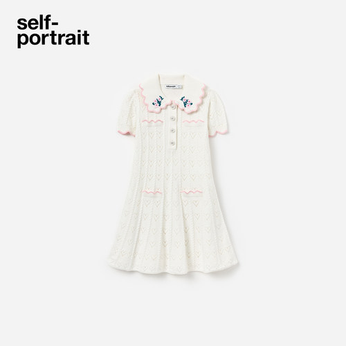 self-portrait白条纹针织连衣裙