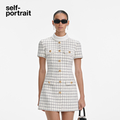 self 连衣裙 白格子赫本领小香风粗花呢短袖 portrait 2025秋冬新款