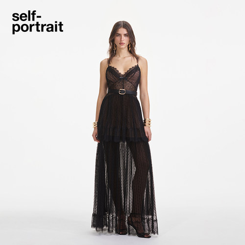 self-portrait网纱蕾丝连衣裙