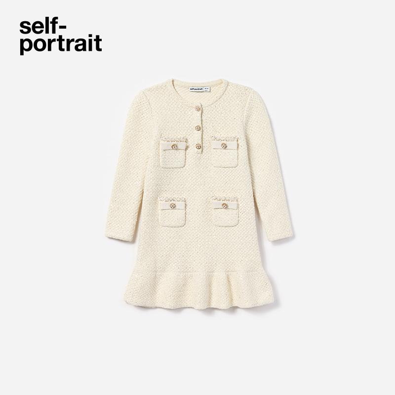 self-portrait针织长袖连衣裙