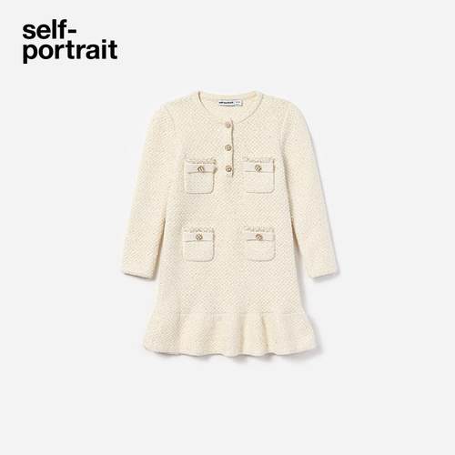 self-portrait针织长袖连衣裙