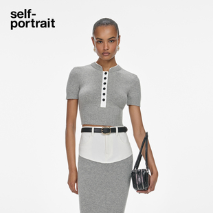 灰混色通勤羊毛混纺短袖 2025秋冬新款 针织上衣 portrait self