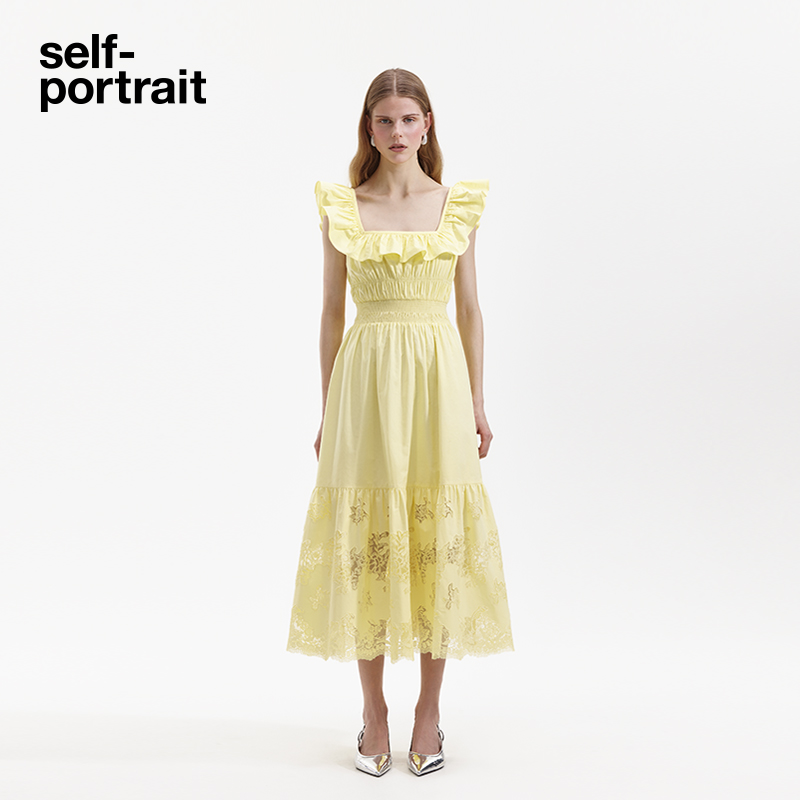 self-portrait收腰连衣裙