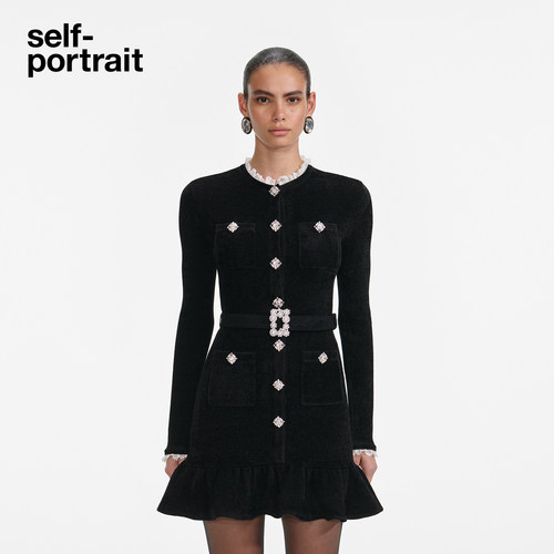 self-portrait小香风钻饰连衣裙