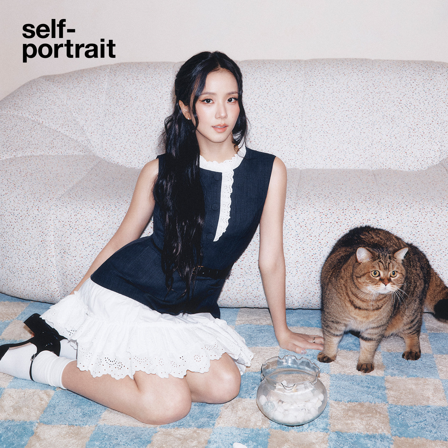 [Jisoo智秀同款]self-portrait2026春夏新款灰混色蕾丝饰边连衣裙