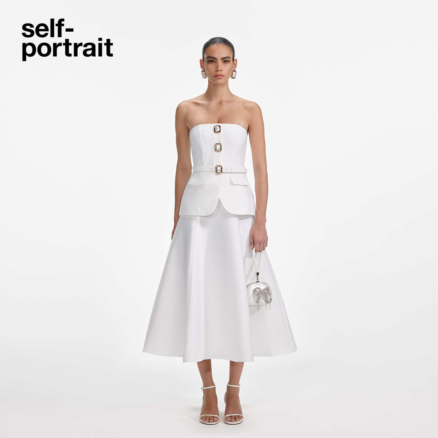 self-portrait抹胸西装连衣裙