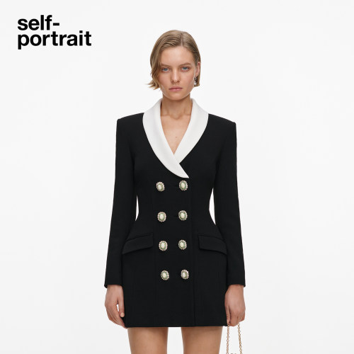 self-portrait双排扣连衣裙