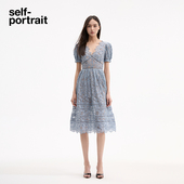 蓝色蕾丝裙收腰显瘦气质派对SP长裙连衣裙 春夏经典 self portrait