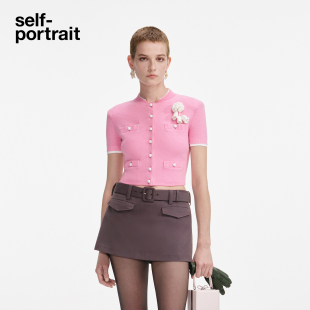 portrait 短款 2025秋冬新款 羊毛混纺针织开衫 上衣 粉红色短袖 self