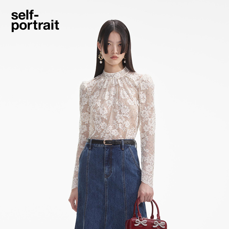 self-portrait满钻星河衬衫