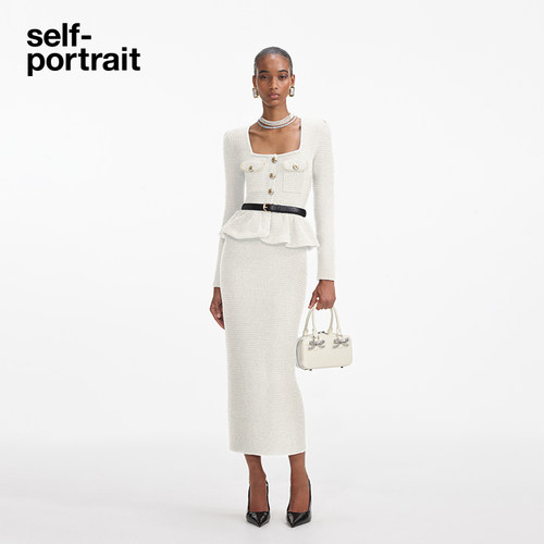 self-portrait假两件针织连衣裙