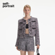 self portrait 秋冬黑格子小香风编织花呢外套上衣