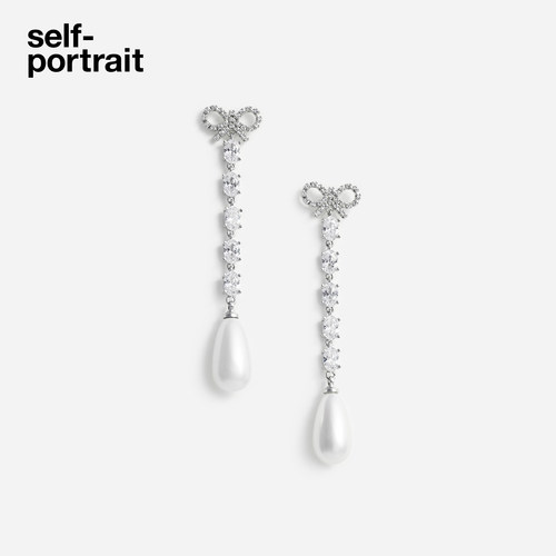 self-portrait人造珍珠流苏耳环