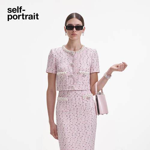 self-portrait粗花呢短款外套