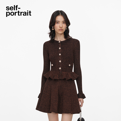 self-portrait长袖针织连衣裙