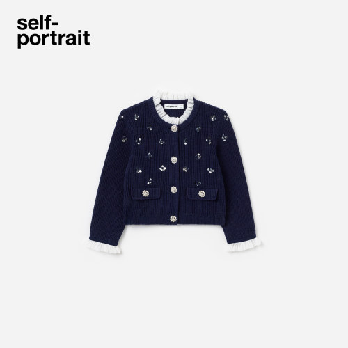 self-portrait童装珠饰开衫外套
