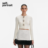 portrait 2025秋冬新款 象牙白羊毛混纺长袖 self 针织外套开衫 上衣