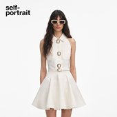 self 连衣裙 象牙白设计感亚麻混纺挂脖无袖 portrait 2025早秋新款