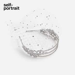 portrait self 2025春夏银色水钻婚礼新娘网纱发箍发饰 送礼