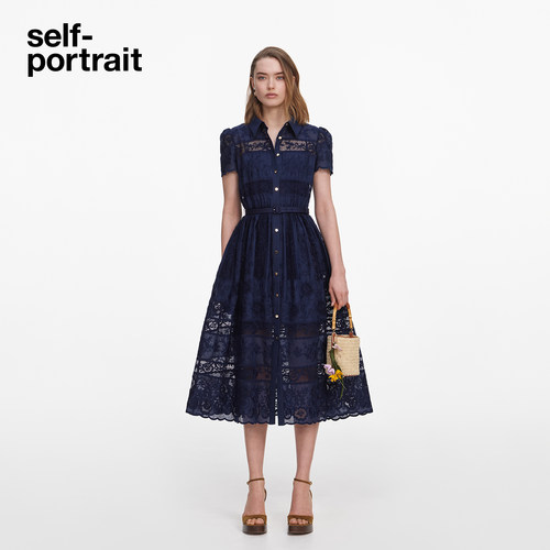 self-portrait短袖翻领连衣裙