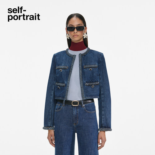 【赵丽颖同款】self-portrait 2025秋冬新款小香风短款牛仔外套