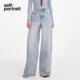 self 浅牛仔蓝设计感钻饰花朵阔腿牛仔裤 portrait 2025秋冬新款