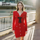 蝴蝶结扣饰红色针织裙 portrait 赵丽颖同款 self
