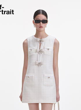 self-portrait 2025春夏白色小香风蝴蝶结礼服千金连衣裙