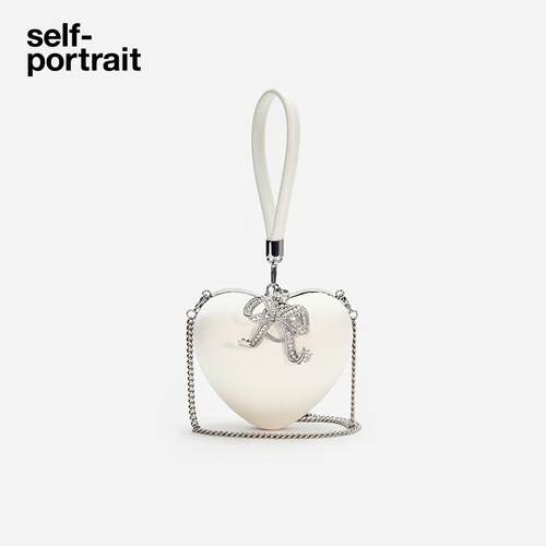 self-portrait心形蝴蝶结手拿包