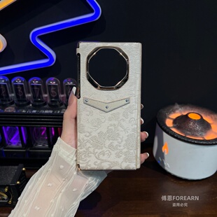 适用于华为matexts手机壳双中轴matext三折叠屏xts保护套xt女提花纹真皮新款非凡大师后壳超薄外网红高级感