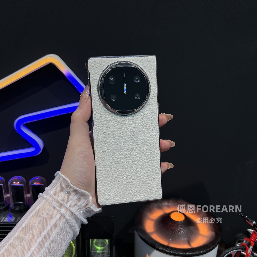 华为matex6手机壳真皮带前框高级