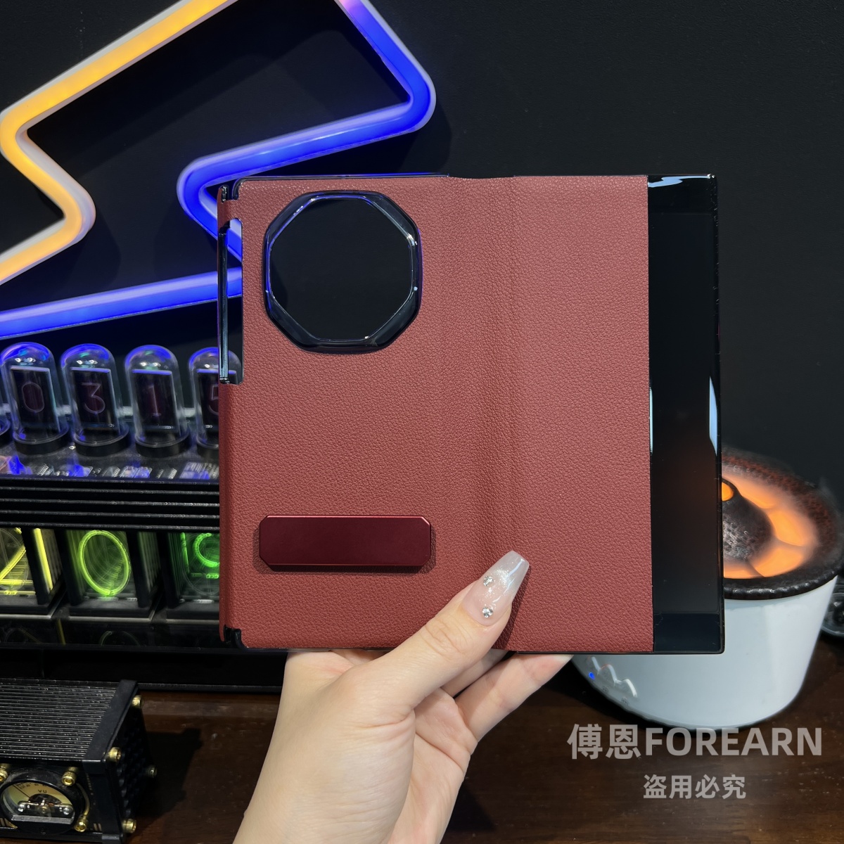 华为MateXT手机壳支架侧中轴真皮