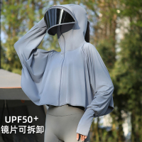 UPF50+防晒衣女款2023新款夏季防紫外线透气黑胶大帽檐宽松防晒服