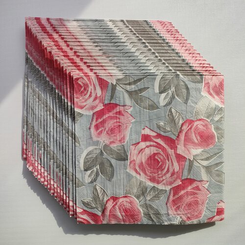 Rose Flower Paper Napkins Decoupage 蝶骨巴特玫瑰花婚礼餐巾纸