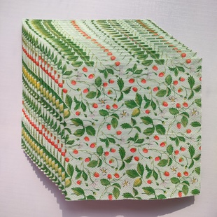 Strawberry Green Paper Napkins Party春季野草莓蝶骨巴特餐巾纸