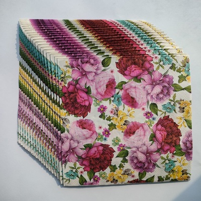 Flower Paper Napkins Decoupage Party Supplies 繁花彩色餐巾纸