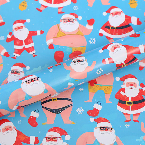 6PCs Christmas Gift Wrapping Paper 6张搞怪圣诞老人礼物包装纸