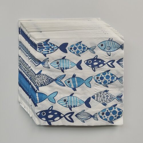日系蓝色小鱼派对纸巾日料店装饰 Blue Fish Party Paper Napkins