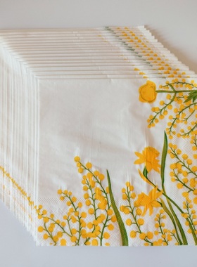 Yellow Flower Paper Napkins Decoupage Party 水仙花彩色餐巾纸