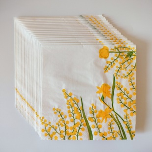 Yellow Flower Paper Napkins Decoupage Party 水仙花彩色餐巾纸