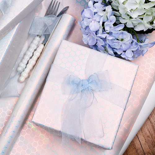 Gift Wrapping Paper Roll 生日婚礼高端幻彩蓝礼物包装纸大尺寸