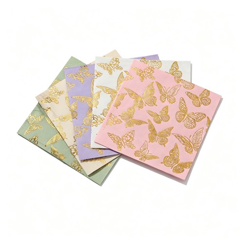 烫金蝴蝶生日婚礼派对纸巾 25cm Golden Butterfly Party Napkins