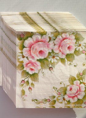 Pink Peony Flower Paper Napkins Decoupage 粉色牡丹花朵餐巾纸