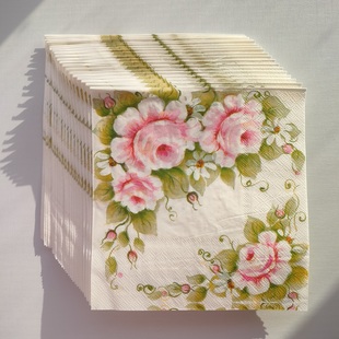 Pink Peony Flower Paper Napkins Decoupage 粉色牡丹花朵餐巾纸