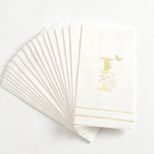 烫金花朵字母生日婚礼宴会纸巾 Gold Foil Letters Party Napkins
