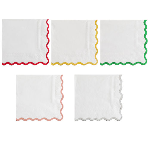烫金花边派对纸巾 Gold Foil Scalloped White Cocktail Napkins