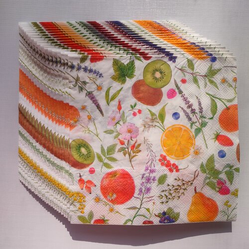 Spring Fruit Flower Paper Napkins Decoupage 蝶骨巴特餐巾纸
